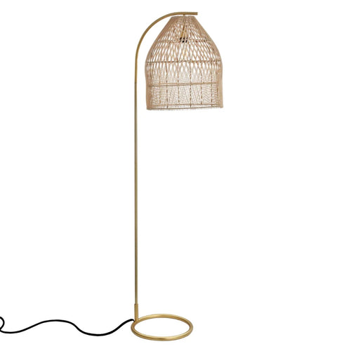 Albia Gold and Rattan Shade Floor Lamp