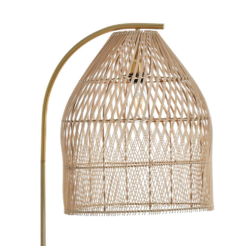 Albia Gold and Rattan Shade Floor Lamp