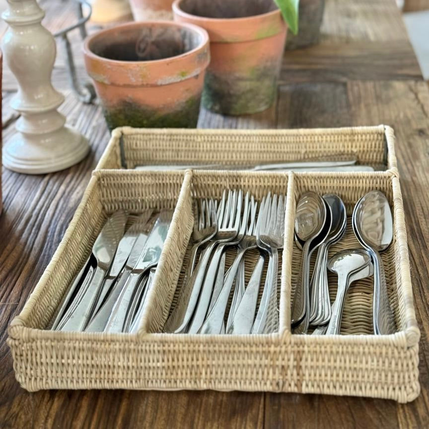 Cane Cutlery Tray - Rattan