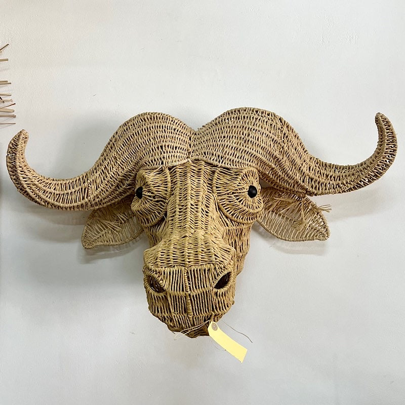 Woven Buffalo Animal Head Wall Mount - Decor