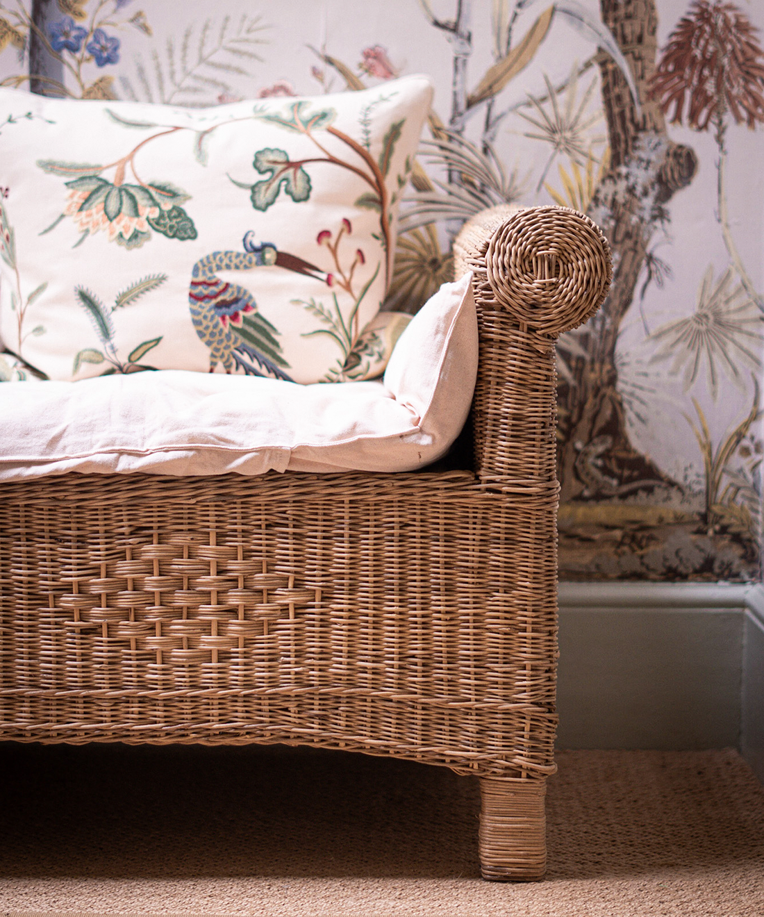 Classic Cane Ottoman Bench