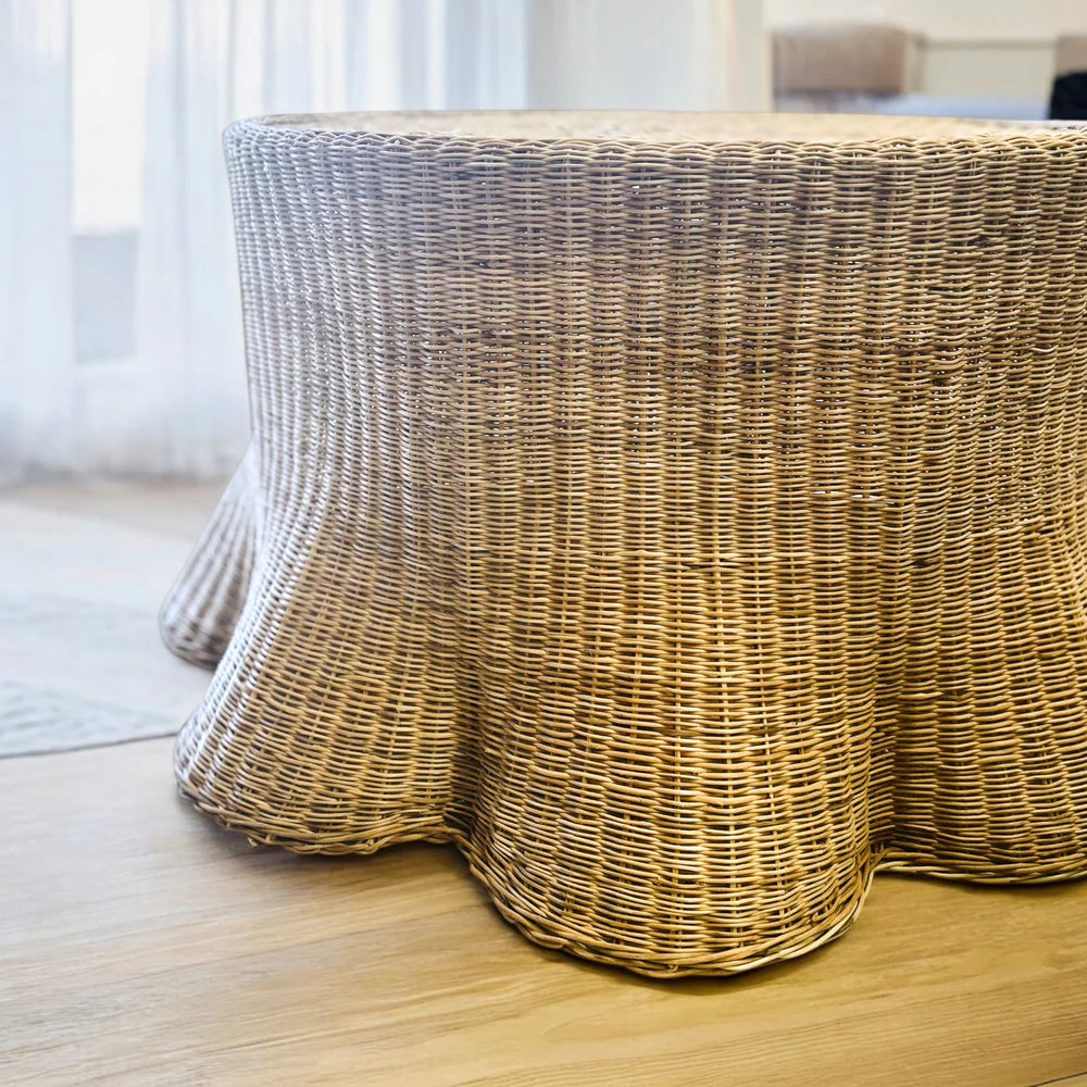 Rara Coffee Table | Handwoven Curved Scalloped Table