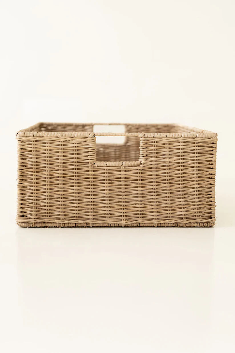 Wicker Shallow Rectangular Basket