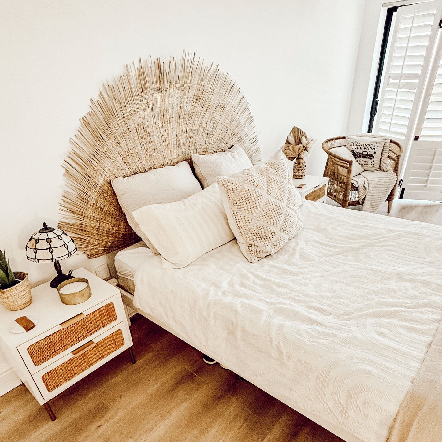 Sun Circle Cane Headboard