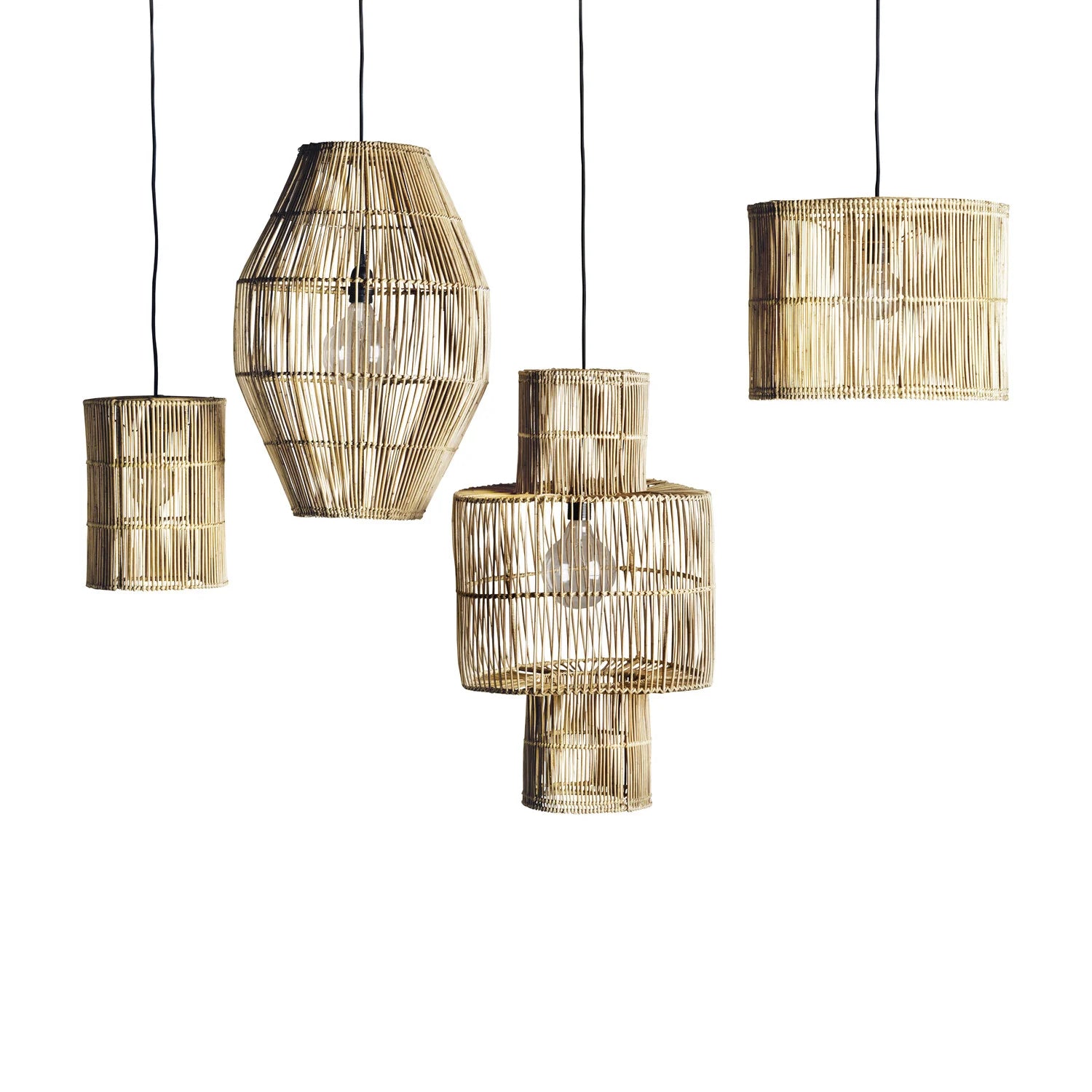 Lampshade in rattan 'hangtube'/set 4/
